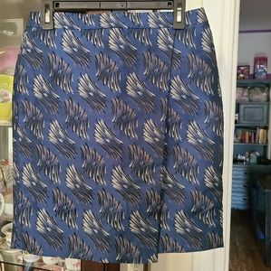 Anne Klein Womem's Faux Wrap Mini Skirt Metallic Abstract Design Size 4 Formal